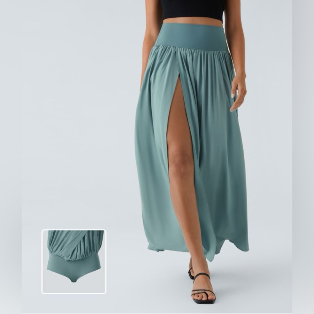 Breezeful™ High Waisted Plicated Split 2-in-1 Flowy Quick Dry Maxi Skirt | NEW🌸